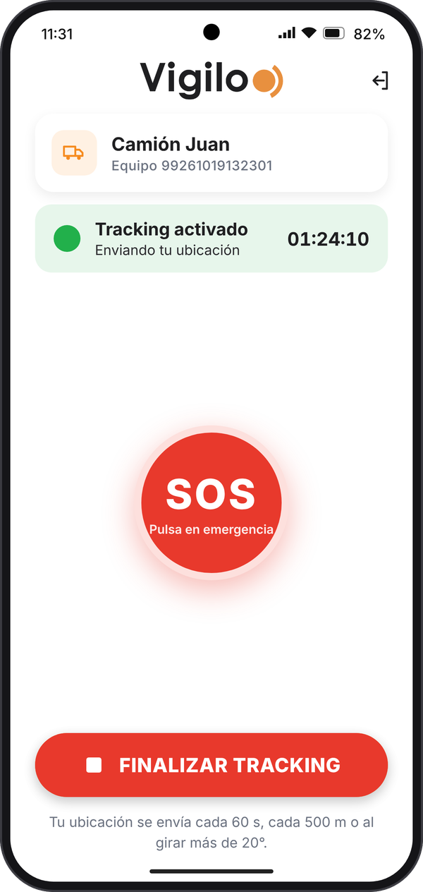 User screen with the red SOS button