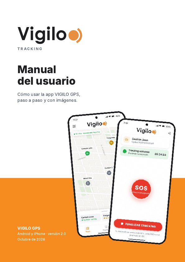Cover of the VIGILO GPS APP user manual