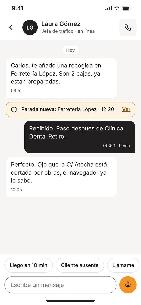 Mensajes con despacho