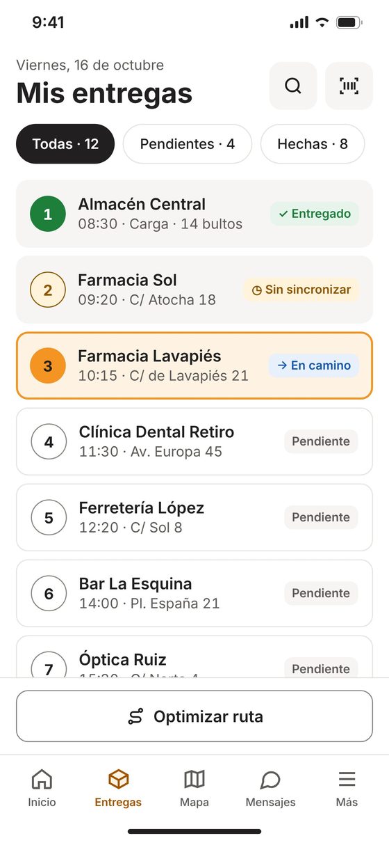 Lista de entregas do dia
