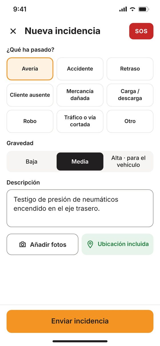 Nuevo incidente con fotos y ubicación